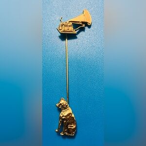 Vintage gold-tone RCA HMV ‘Nipper’ advertising stick pin